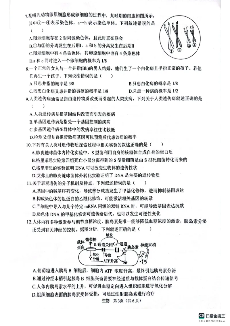 生物_2024-2026高三（6-6月题库）_2025年04月试卷_04292025届4月份全国仿真模拟考试（全科）_2025届4月份全国仿真模拟考试生物