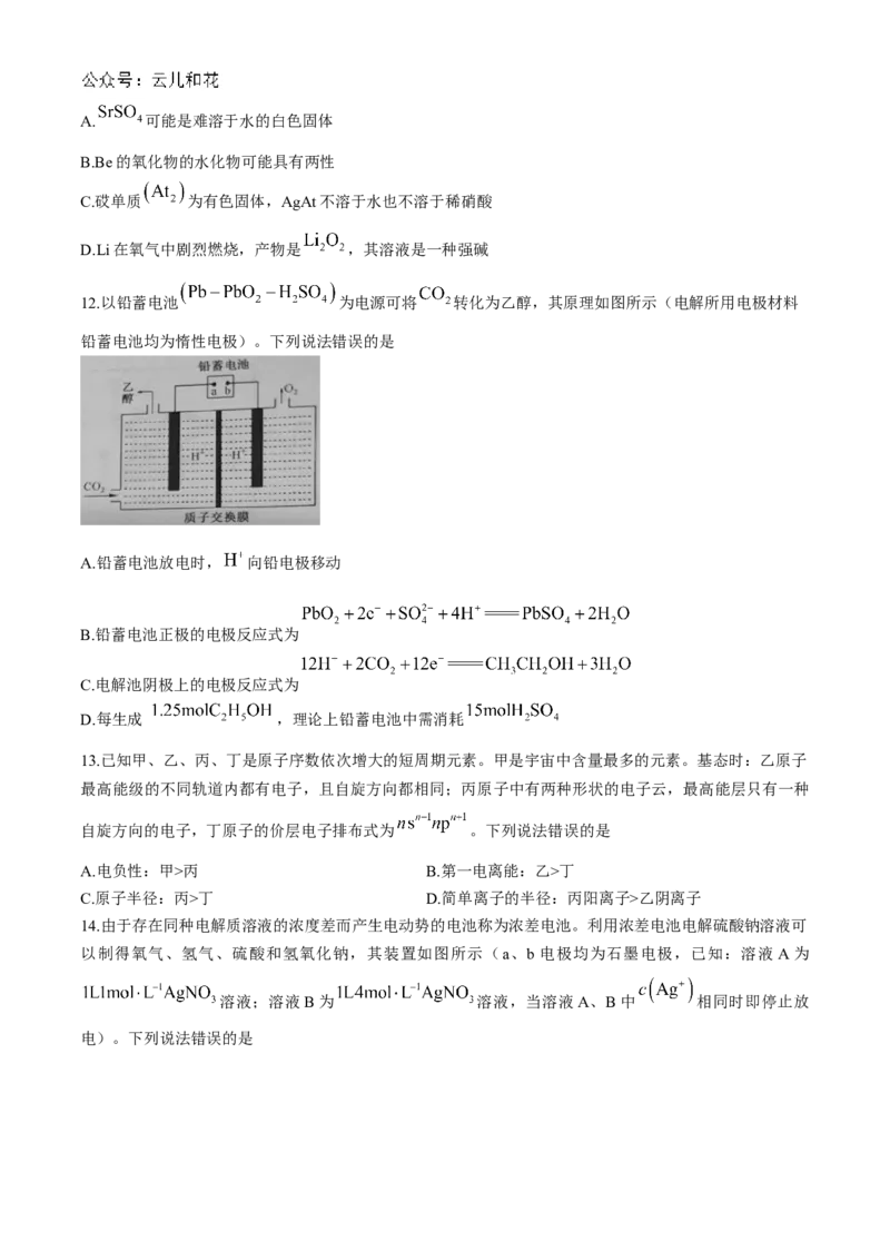 河南省洛阳市强基联盟2024-2025学年高二上学期12月月考试题化学Word版含解析_2024-2025高二（7-7月题库）_2024年12月试卷_1229河南省洛阳市强基联盟2024-2025学年高二上学期12月月考