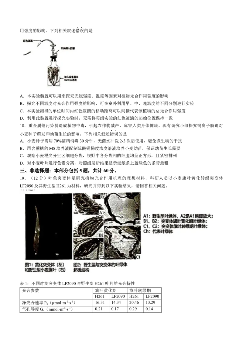 江苏省常州市2024届高三上学期期中学业水平监测生物(1)_2023年11月_01每日更新_11号_2024届江苏省常州市高三上学期期中学业水平监测