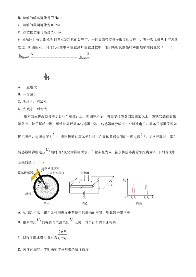 精品解析：江苏省南京市名校2023-2024学年高三下学期2月期初联考物理试题（原卷版）_2024年3月_013月合集_2024届江苏省南京市六校高三下学期期初联合调研