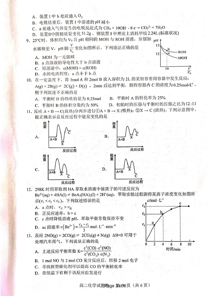 江西省抚州市2024--2025年度上学期高二年级期末统考化学试题高二年级化学_2024-2025高二（7-7月题库）_2025年03月试卷_0316江西省抚州市2024-2025学年高二上学期期末考试