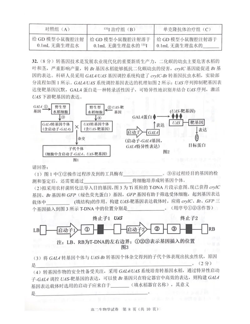 大湾区2023-2024学年第二学期期末联合考试高二生物_2024-2025高三（6-6月题库）_2024年07月试卷_240712广东省大湾区2023-2024学年高二下学期期末考试（珠海高二期末考)