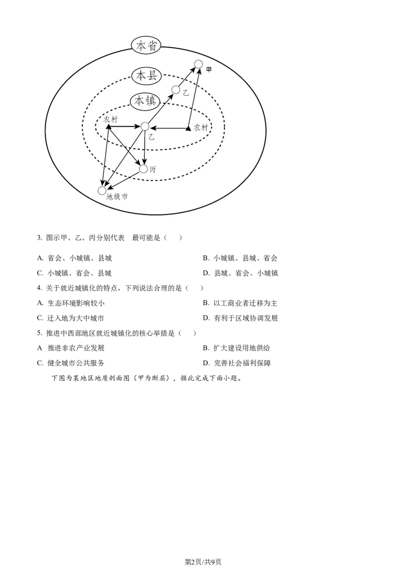 精品解析：陕西省咸阳市实验中学2023-2024学年高三上学期适应性训练（一）地理试题（原卷版）_2024年2月_01每日更新_21号_2024届陕西省咸阳市实验中学高三下学期适应训练（一）