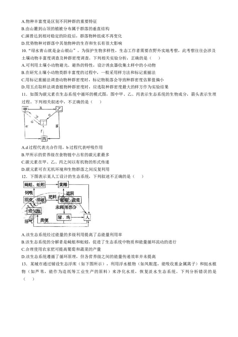河北省邯郸市大名县第一中学2024-2025学年高二下学期开学考试生物学试题（含答案）_2024-2025高二（7-7月题库）_2025年03月试卷
