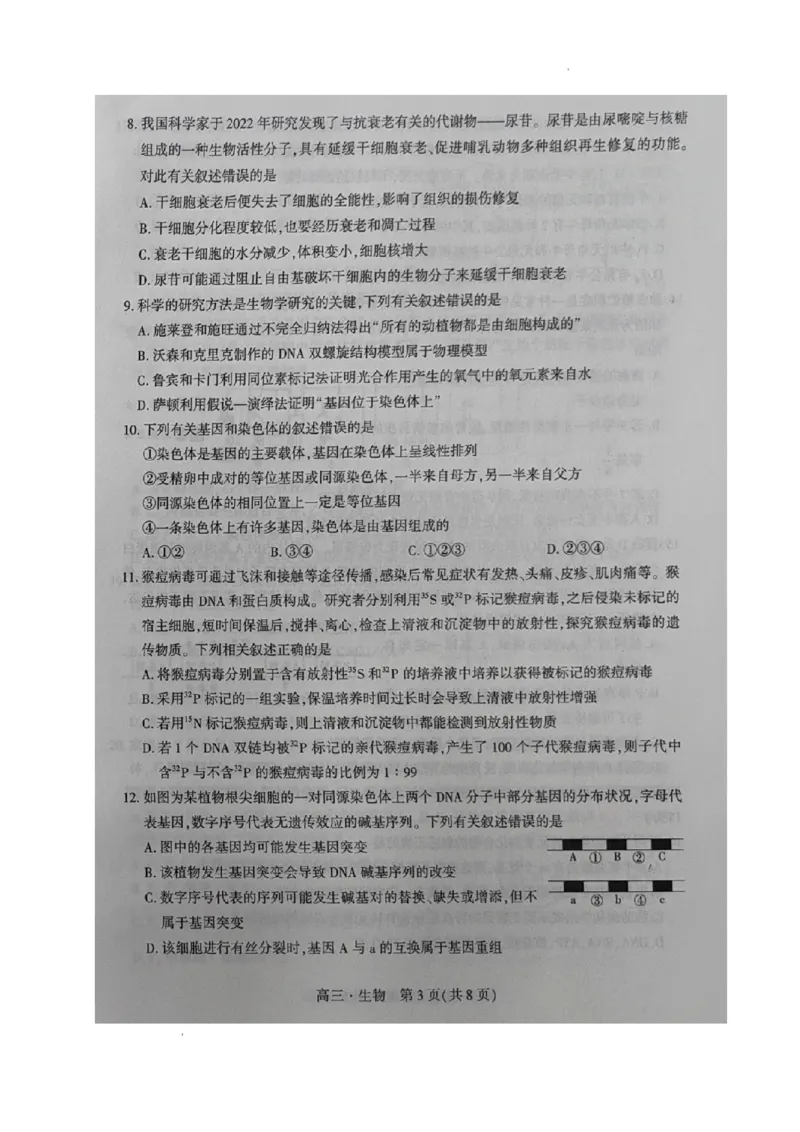 辽宁省沈阳市重点高中联合体2023-2024学年高三上学期期中考试生物试题(1)_2023年11月_0211月合集_2024届辽宁省沈阳市重点高中联合体高三上学期11月期中检测