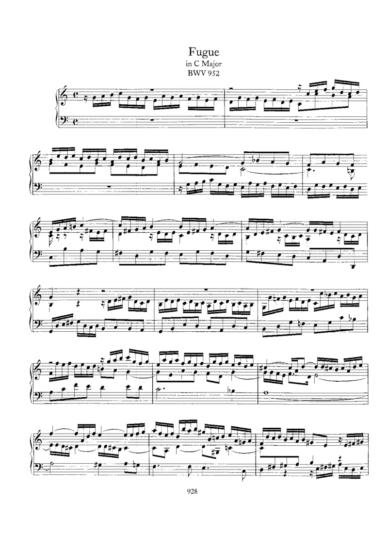 FugueinC,BWV952_一万首著名钢琴曲谱哈农贝多芬合集视频教学电子版高清无水印可打印_1古典钢琴知名音乐家谱_巴赫钢琴谱全集_Preludes，Fantasias，Fugues