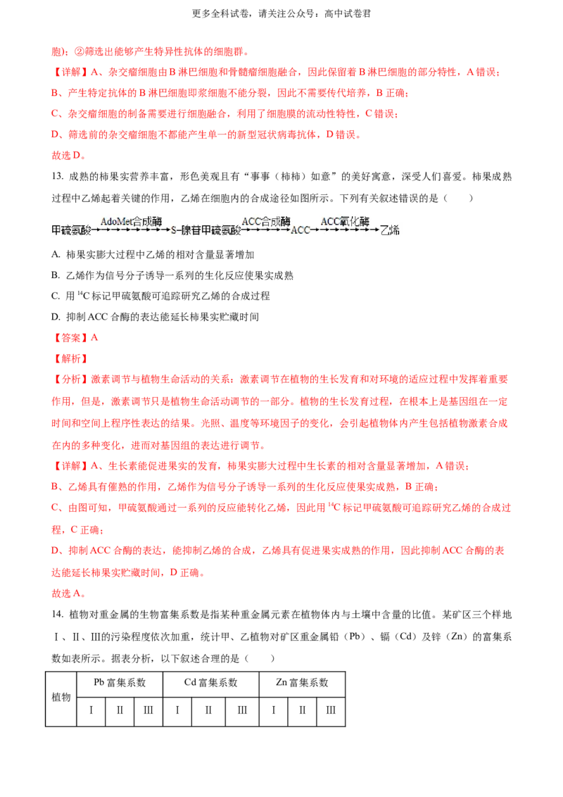生物（九省联考真题完全解读，广西卷）-2024年1月&ldquo;九省联考&rdquo;生物真题完全解读与考后提升_2024年4月_其他_2024年1月新&ldquo;九省联考&rdquo;考后提升卷（原卷+解析）