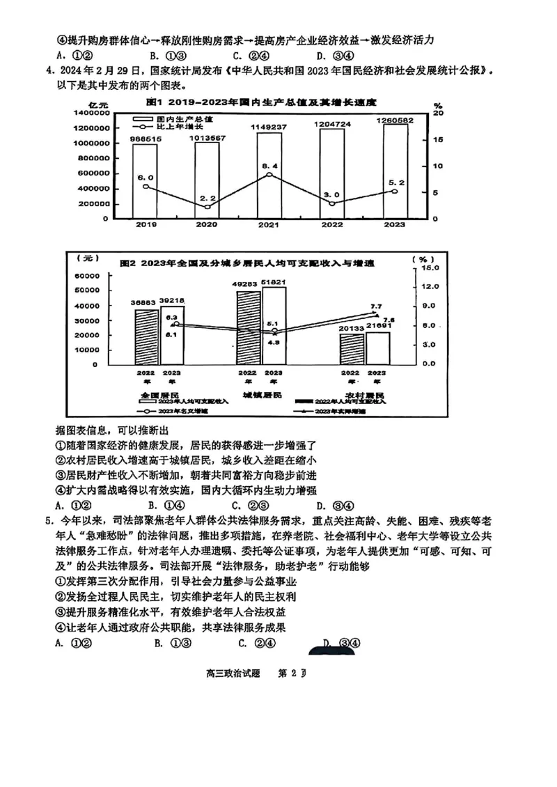 山东省部分名校2025届高三上学期12月校际联合检测政治+答案_2024-2025高三（6-6月题库）_2024年12月试卷_1215山东省名校2025届高三上学期12月校际联合检测