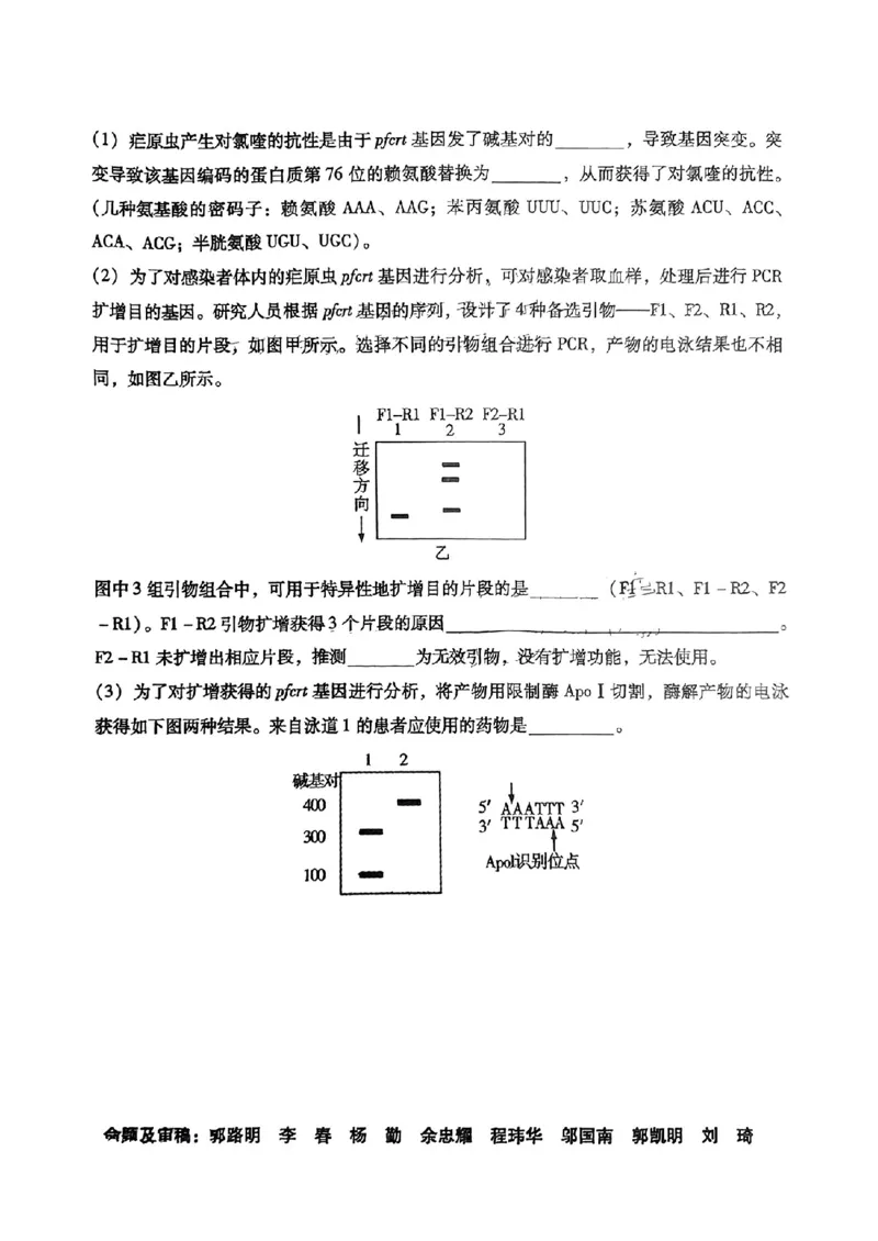 江西省九江市2025届高三上学期第一次高考模拟统一考试生物+答案_2024-2025高三（6-6月题库）_2025年02月试卷_0202江西省九江市2025届高三上学期第一次高考模拟统一考试