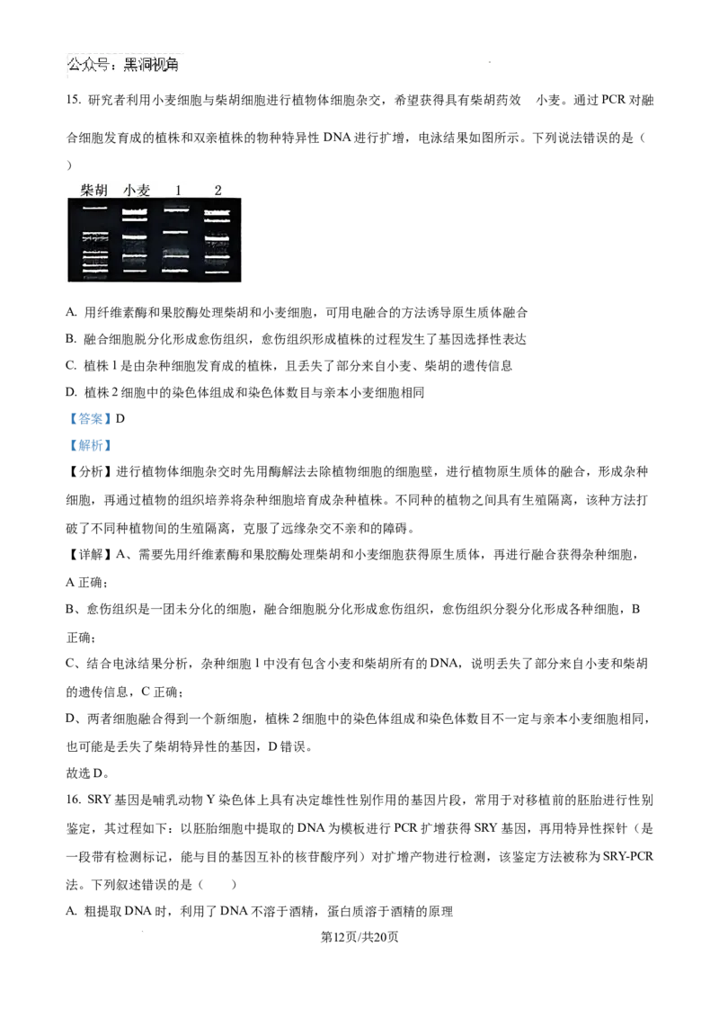 云南师范大学附属中学2024-2025学年高三下学期3月高考适应性月考卷（八）生物答案-70134afc9ff6_2024-2025高三（6-6月题库）_2025年03月试卷
