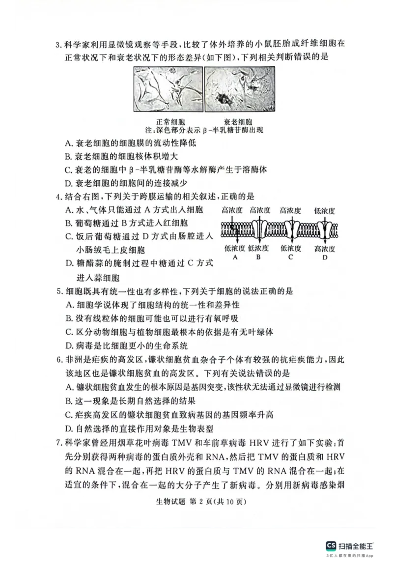 河南省湘豫名校2024届高三上学期11月期中联考生物(1)_2023年11月_01每日更新_04号_2024届河南省湘豫名校高三上学期11月期中联考