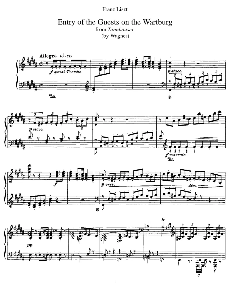 EntryoftheGuestsontheWartburg(Wagner)_一万首著名钢琴曲谱哈农贝多芬合集视频教学电子版高清无水印可打印_1古典钢琴知名音乐家谱_李斯特钢琴谱全集_改编瓦格纳
