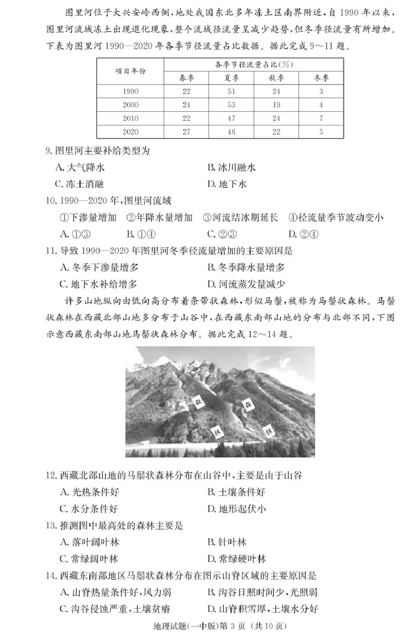 湖南省长沙市第一中学2024-2025学年高二上学期期末考试地理PDF版含解析_2024-2025高二（7-7月题库）_2025年01月试卷_0118湖南省长沙市第一中学2024-2025学年高二上学期期末考试