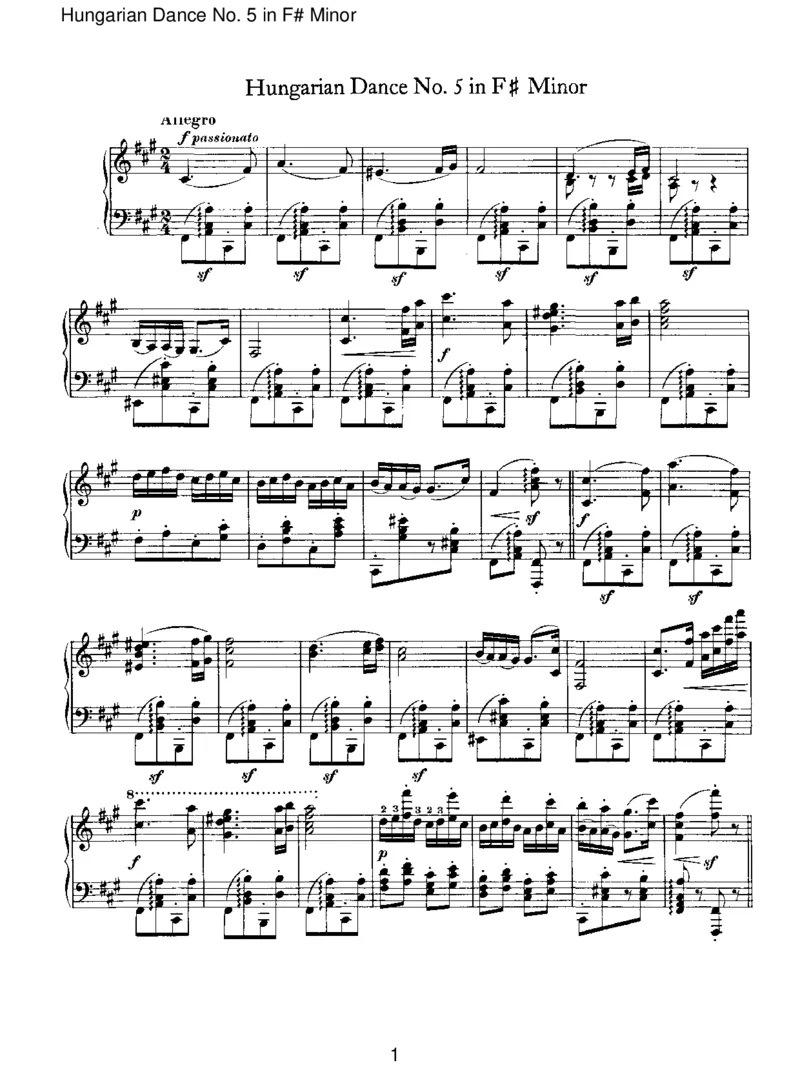 HungarianDanceNo.5inF#Minor_一万首著名钢琴曲谱哈农贝多芬合集视频教学电子版高清无水印可打印_1古典钢琴知名音乐家谱_勃拉姆斯钢琴谱全集_IV.HungarianDancesforSoloPiano