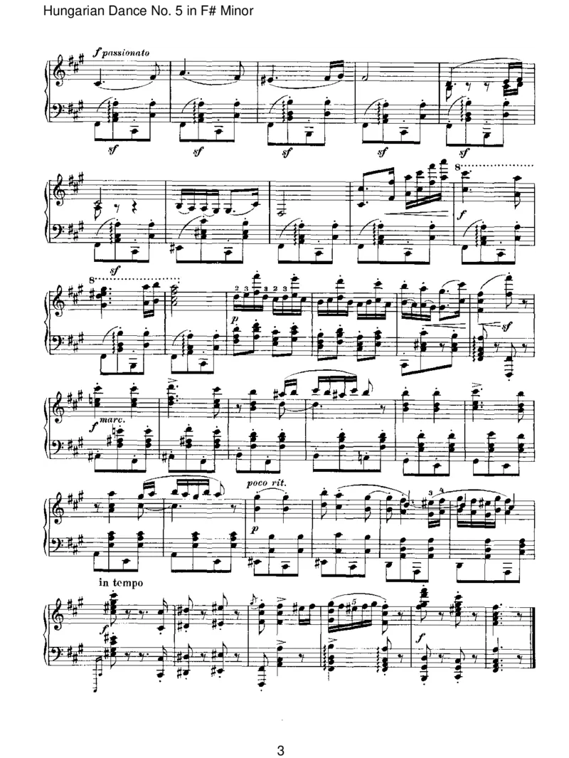 HungarianDanceNo.5inF#Minor_一万首著名钢琴曲谱哈农贝多芬合集视频教学电子版高清无水印可打印_1古典钢琴知名音乐家谱_勃拉姆斯钢琴谱全集_IV.HungarianDancesforSoloPiano