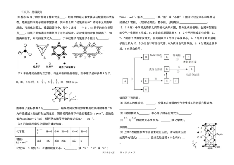 河北省衡水市第二中学2024-2025学年高三上学期素养检测（一）化学_2024-2025高三（6-6月题库）_2024年10月试卷_1013河北省衡水市第二中学2024-2025学年高三上学期素养检测（一）