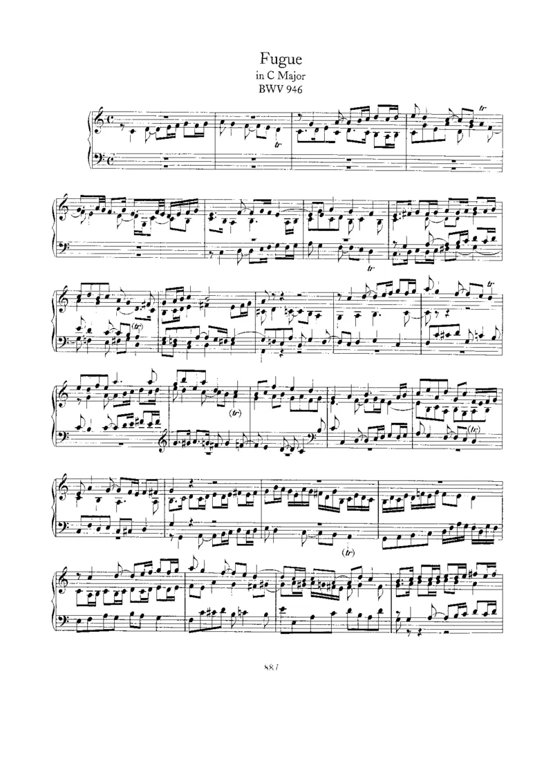 FugueinC,BWV946_一万首著名钢琴曲谱哈农贝多芬合集视频教学电子版高清无水印可打印_1古典钢琴知名音乐家谱_巴赫钢琴谱全集_Preludes，Fantasias，Fugues