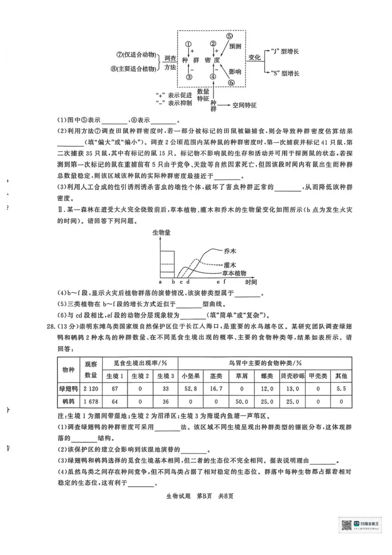 山东省菏泽市鄄城县第一中学2025-2026学年高二上学期12月月考生物试题含答案_251219山东省菏泽市鄄城县第一中学2025-2026学年高二上学期12月月考（全）