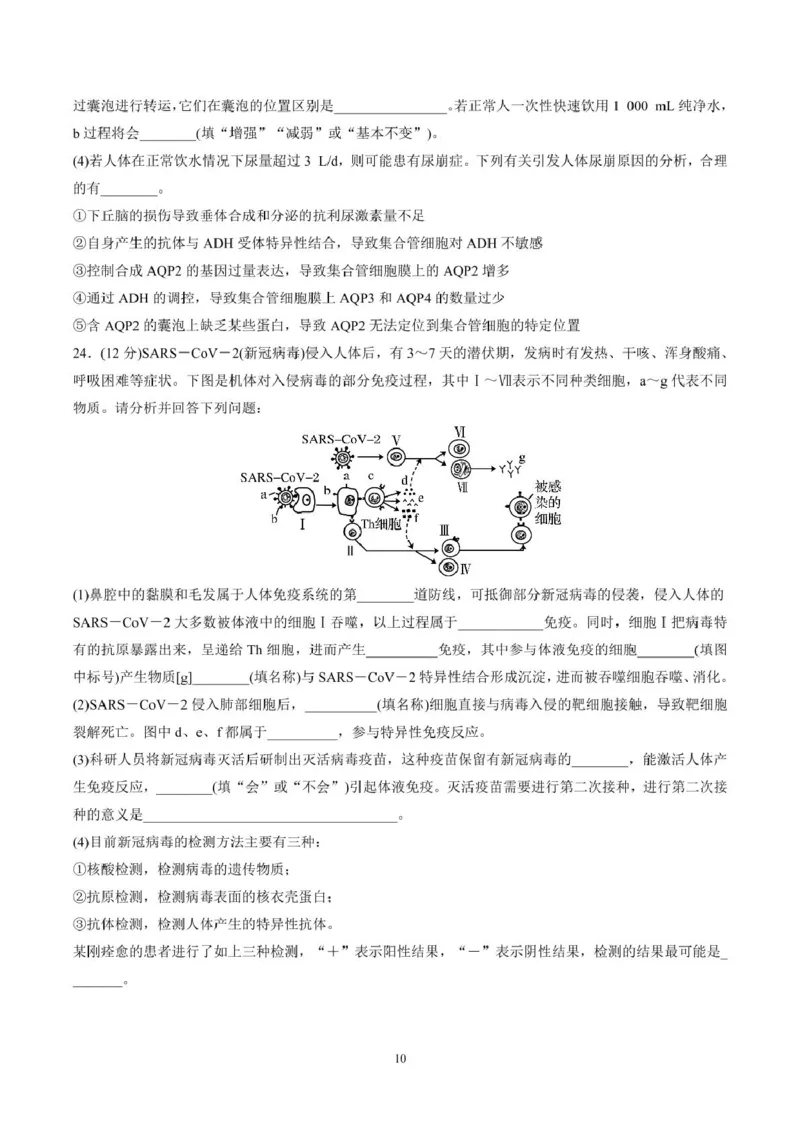 山东师范大学附属中学2025-2026学年高二上学期期中考试生物PDF版含答案_251217山东师范大学附属中学2025-2026学年高二上学期期中考试（全）