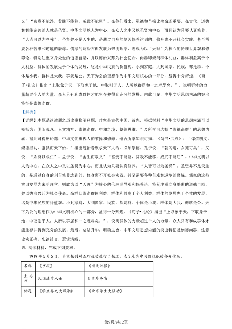 精品解析：2024届福建省莆田市高三下学期第二次教学质量检测历史试卷（解析版）_2024年3月_013月合集_2024届福建省莆田市高三下学期二模_2024届福建省莆田市高三下学期二模历史