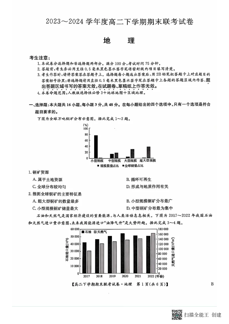 地理_2024-2025高三（6-6月题库）_2024年07月试卷_240712河南省商丘市商师联盟2023-2024学年高二下学期7月期末_河南省商丘市商师联盟2023-2024学年高二下学期7月期末地理