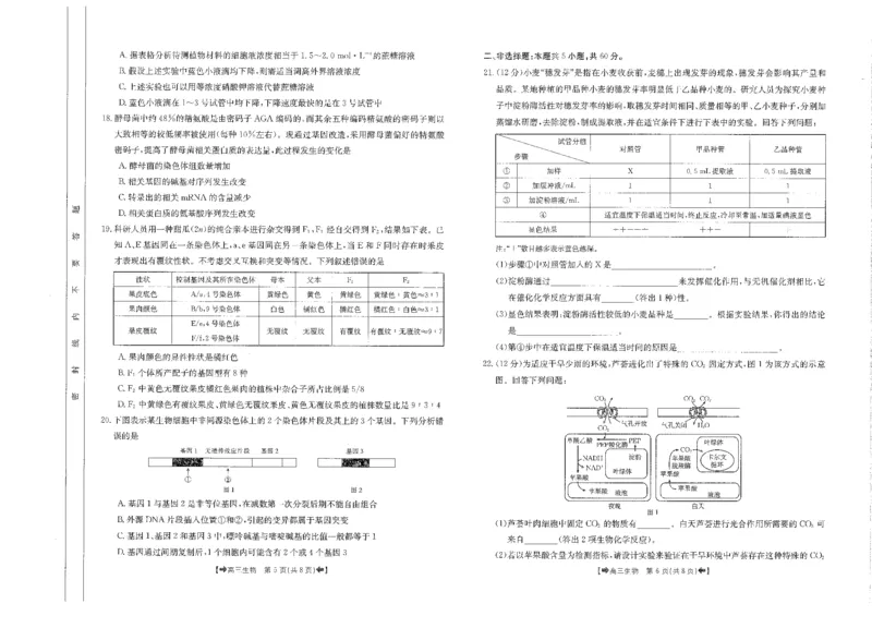 生物(1)_2023年11月_0211月合集_2024届陕西省高三10月金太阳联考98C（箭头）_陕西省2024届高三10月金太阳联考98C（箭头）生物