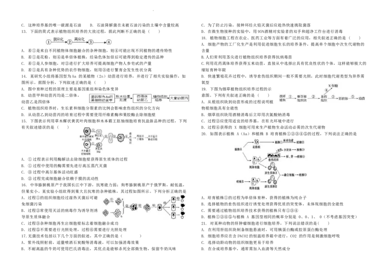 河北省张家口市第一中学2024-2025学年高二下学期4月月考试题生物Word版含答案_2024-2025高二（7-7月题库）_2025年05月试卷_0510河北省张家口市第一中学2024-2025学年高二下学期4月月考试题