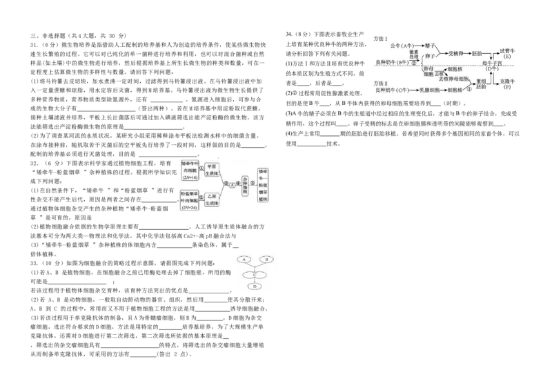 河北省张家口市第一中学2024-2025学年高二下学期4月月考试题生物Word版含答案_2024-2025高二（7-7月题库）_2025年05月试卷_0510河北省张家口市第一中学2024-2025学年高二下学期4月月考试题