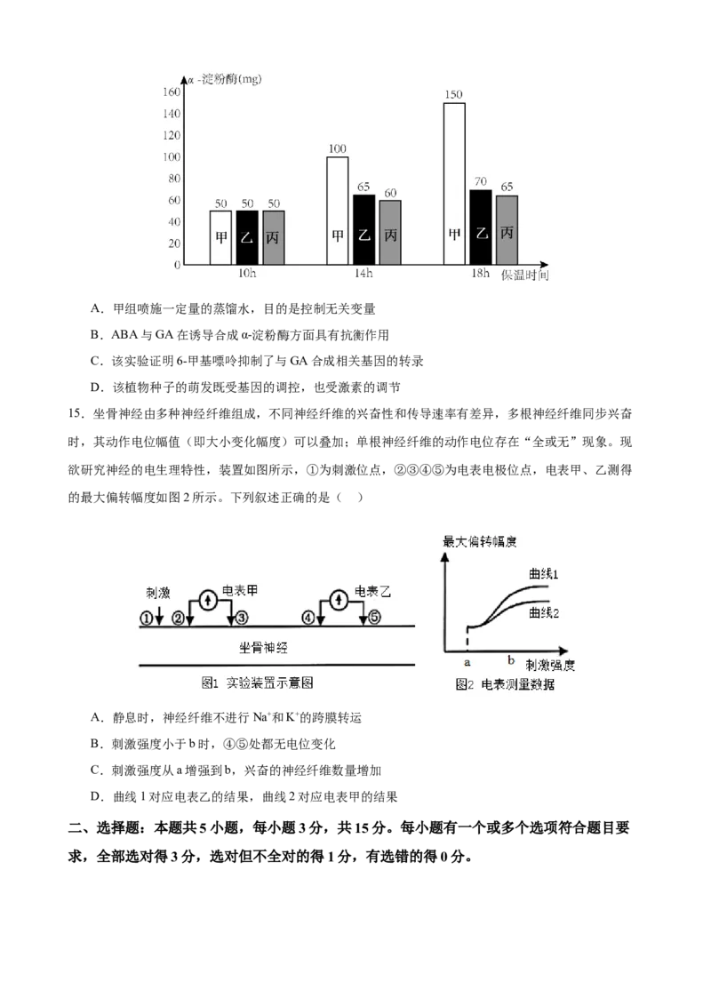 山东省济南市市中区2024-2025学年高二上学期1月期末生物试题_2024-2025高二（7-7月题库）_2025年02月试卷_0225山东省济南市2024-2025学年高二上学期1月期末考试