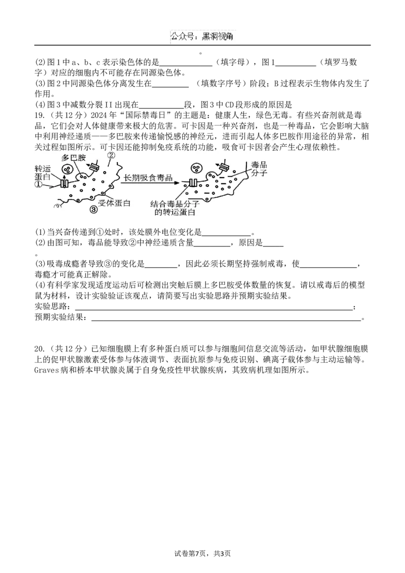 广东省东莞市七校联考2024-2025学年高三上学期12月月考生物_2024-2025高三（6-6月题库）_2024年12月试卷_1220广东省东莞市七校联考2024-2025学年高三上学期12月月考试题