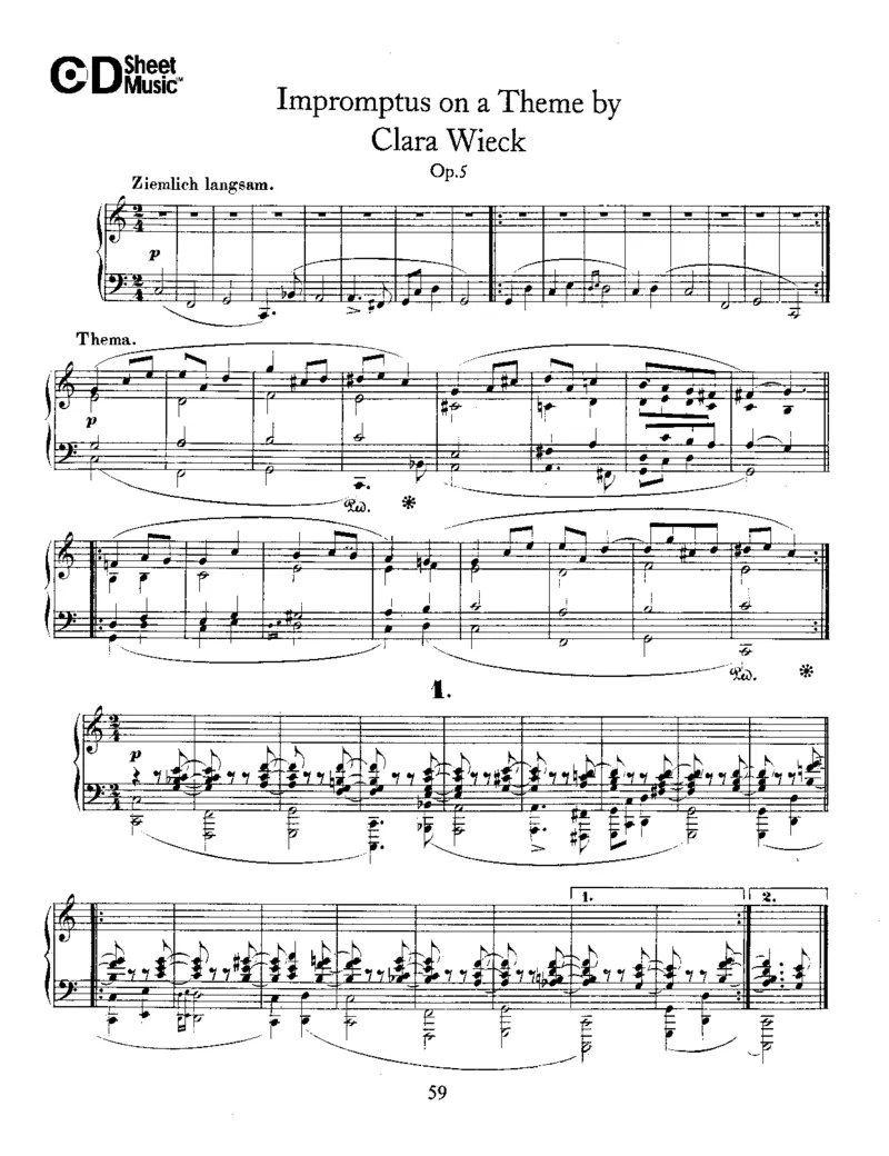 Schumann-ImpromptusOnAThemebyClaraWieck,Op.5_一万首著名钢琴曲谱哈农贝多芬合集视频教学电子版高清无水印可打印_1古典钢琴知名音乐家谱_舒曼钢琴谱全集_WORKS
