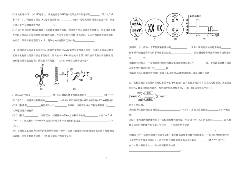 江西省宜丰县宜丰中学2023-2024学年高三上学期11月期中生物试题(1)_2023年11月_01每日更新_15号_2024届江西省宜春市宜丰中学高三上学期11月期中试题