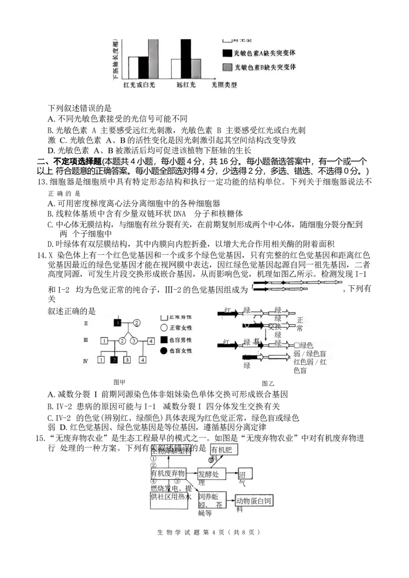 生物试题_2024年5月_01按日期_23号_2024届湖南省炎德英才高三5月考前仿真联考二_湖南省炎德2024届高三下学期5月高考考前仿真联考二生物