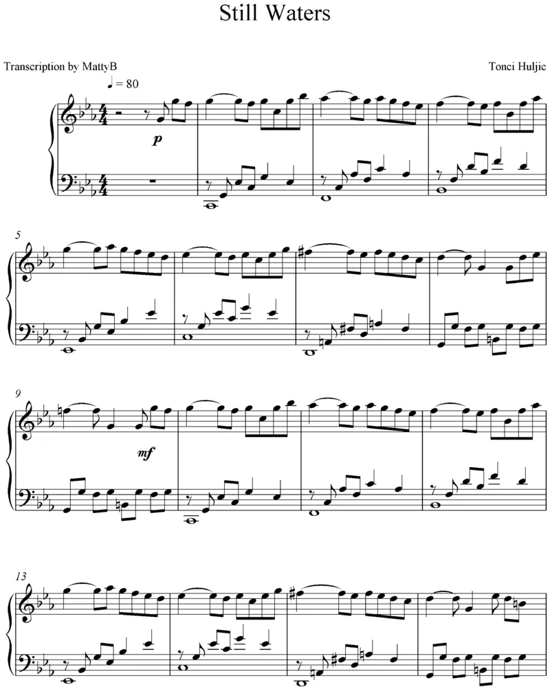 stillwaters澄净之水_一万首著名钢琴曲谱哈农贝多芬合集视频教学电子版高清无水印可打印_02现代钢琴谱合集_马克西姆钢琴谱全集