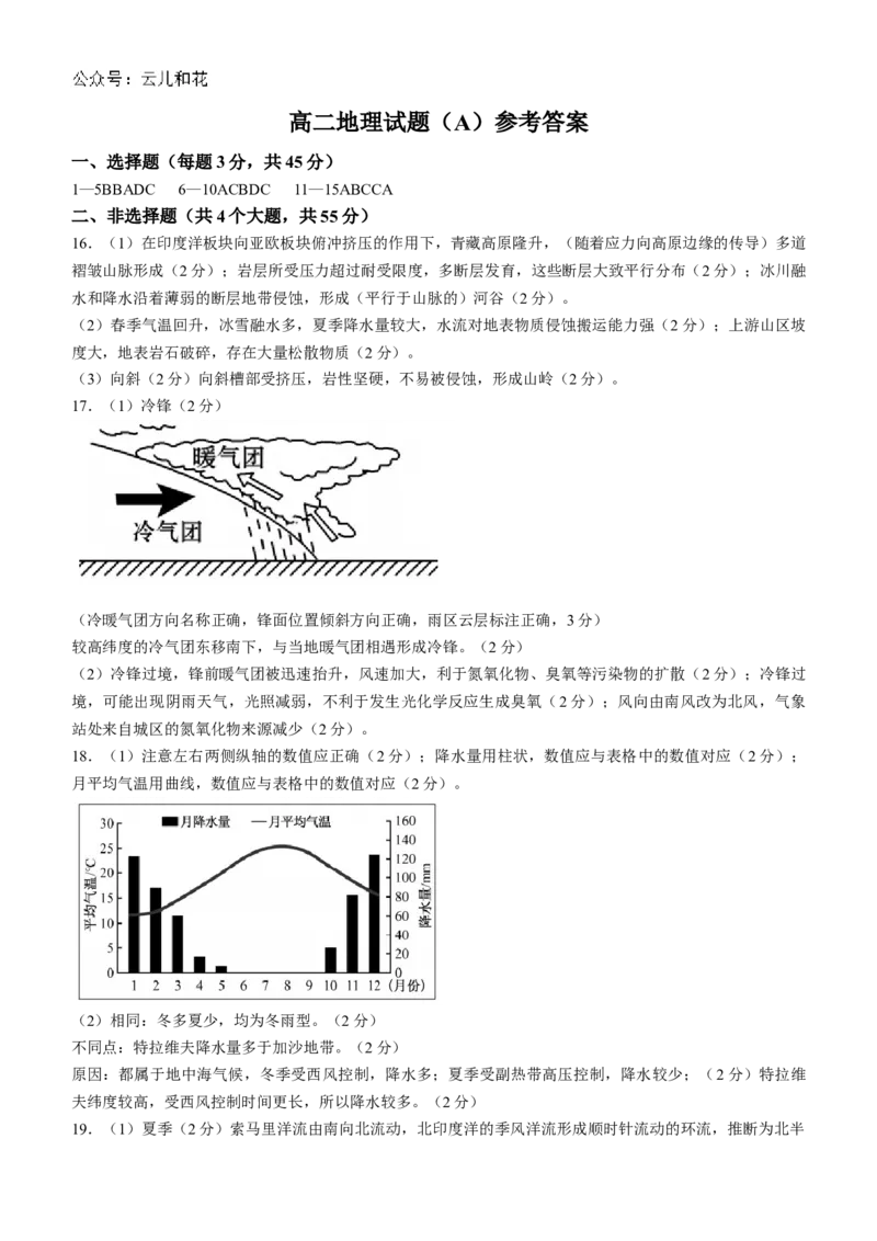 山东省菏泽市2024-2025学年高二上学期期中考试地理（A卷）Word版含答案_2024-2025高二（7-7月题库）_2024年11月试卷_1128山东省菏泽市2024-2025学年高二上学期期中考试