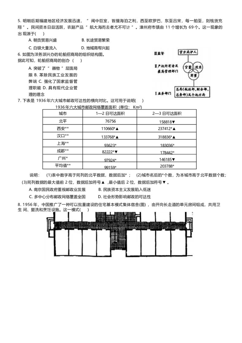 湖北省十堰市六县市一中教联体2024-2025学年高二下学期3月联考历史试卷_2024-2025高二（7-7月题库）_2025年04月试卷(1)_0415湖北省十堰市六县市一中教联体2024-2025学年高二下学期3月联考