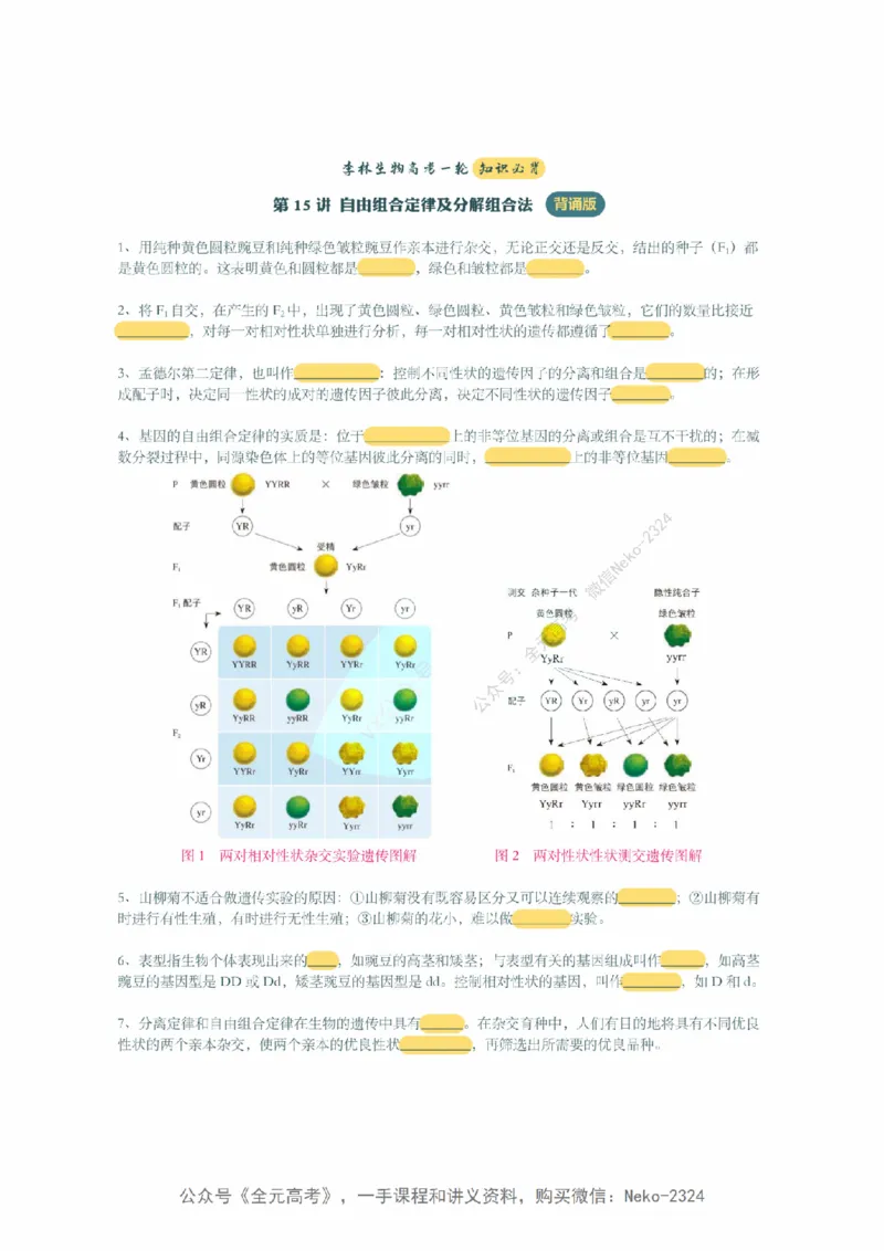 李林暑假班背诵作业（填空版）@_2024-2025高三（6-6月题库）_2024年09月试卷_李林