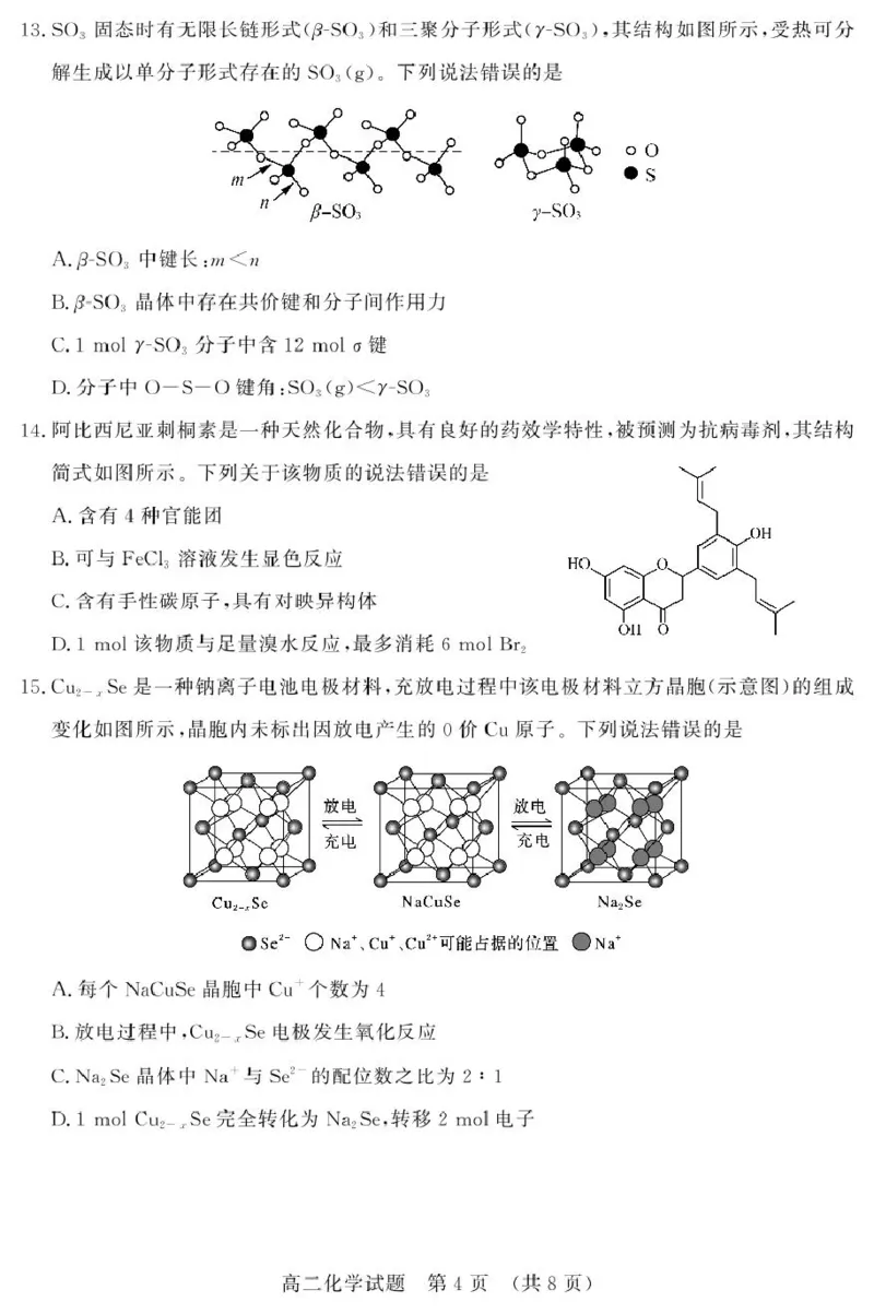 山东省名校考试联盟2024-2025学年高二下学期期中考试化学PDF版含答案_2024-2025高二（7-7月题库）_2025年6月试卷_0612山东省名校考试联盟2024-2025学年高二下学期期中考试
