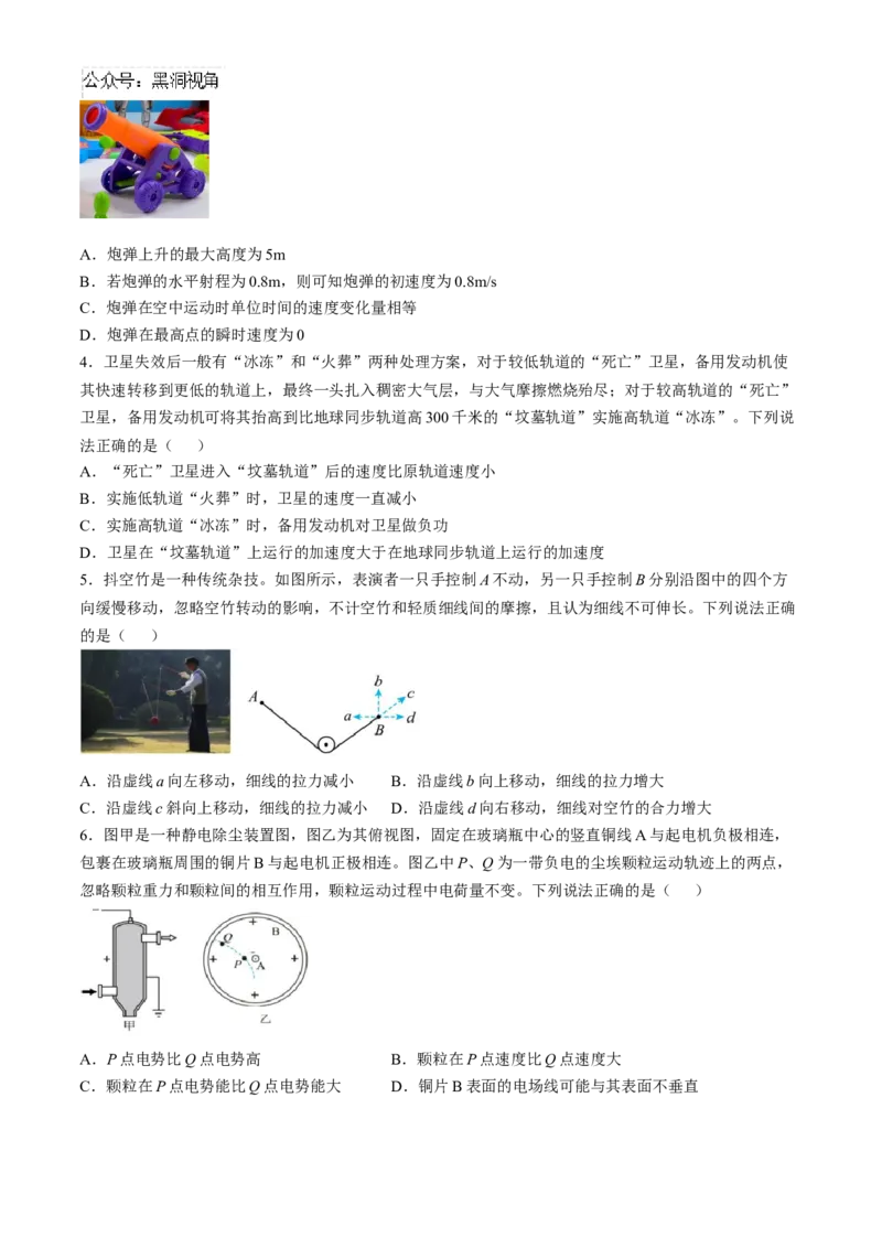 广东省深圳市高级中学2024-2025学年高三上学期第二次诊断考试物理试题（含答案）_2024-2025高三（6-6月题库）_2024年12月试卷