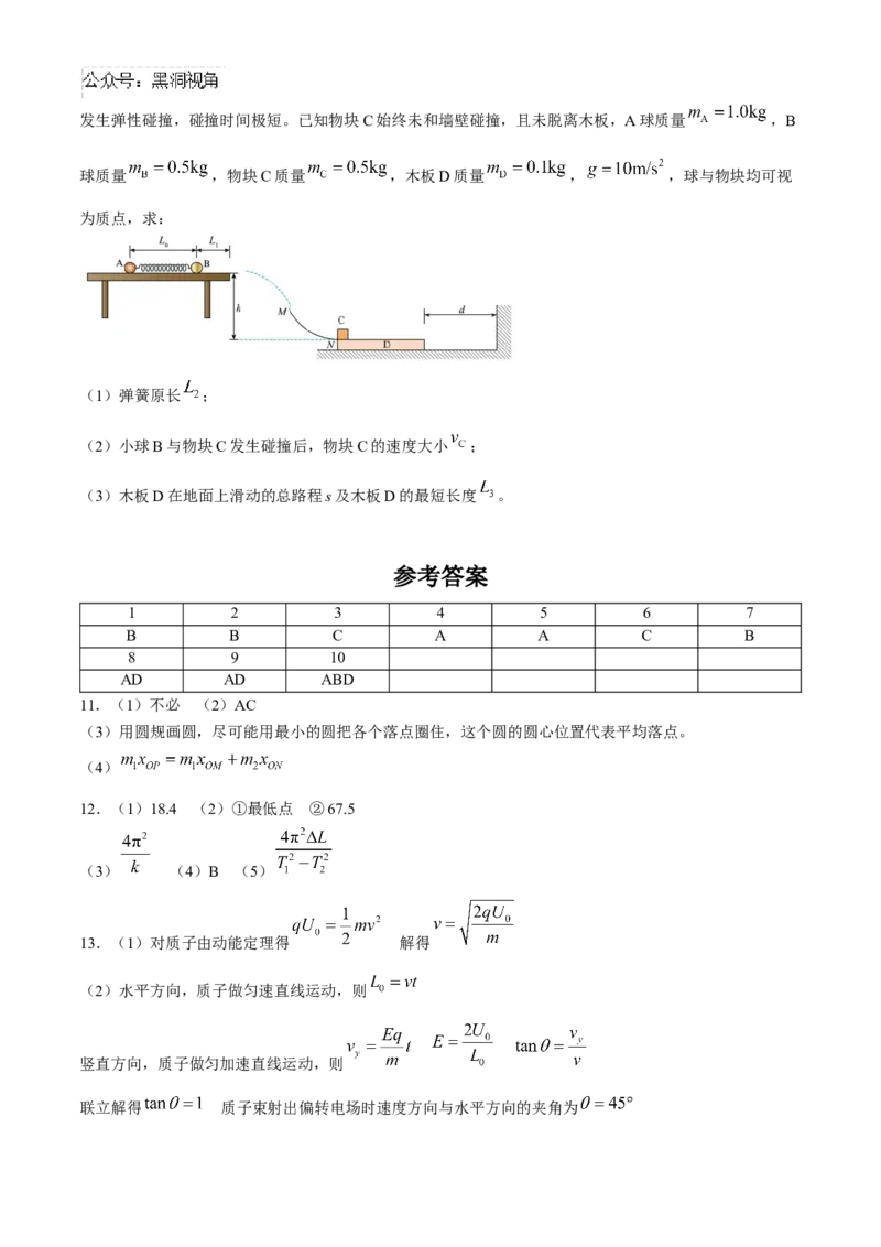 广东省深圳市高级中学2024-2025学年高三上学期第二次诊断考试物理试题（含答案）_2024-2025高三（6-6月题库）_2024年12月试卷