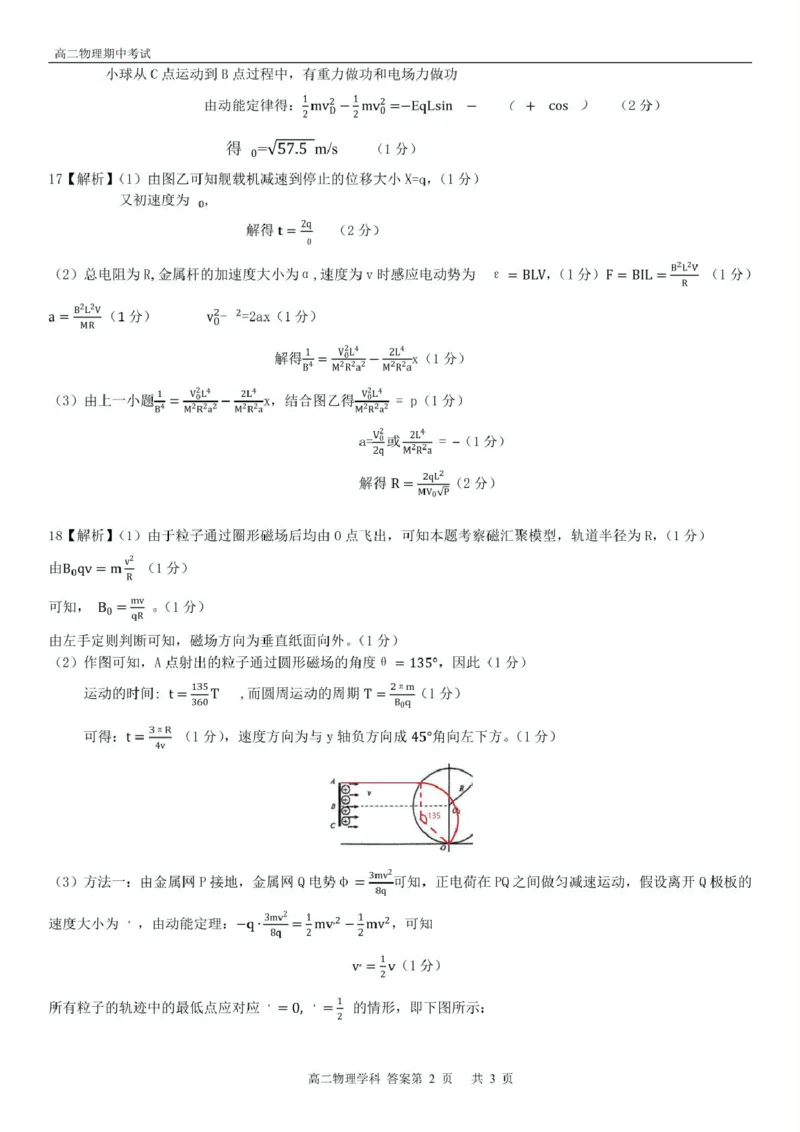 浙江省七彩阳光新高考研究联盟2024-2025学年高二下学期期中联考物理答案（图片版）_2024-2025高二（7-7月题库）_2025年05月试卷