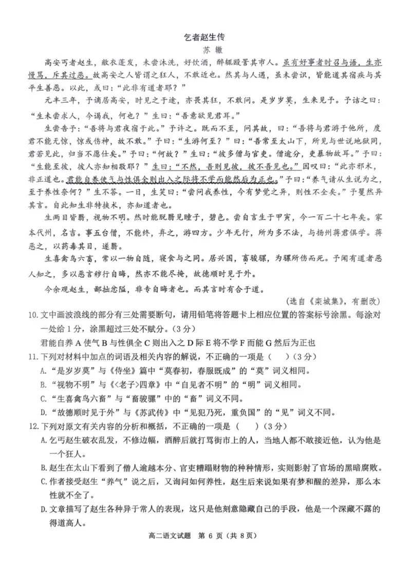 河南省驻马店市环际大联考2024-2025学年高二下学期阶段考试（一）语文试卷（PDF版，含答案）_2024-2025高二（7-7月题库）_2025年03月试卷