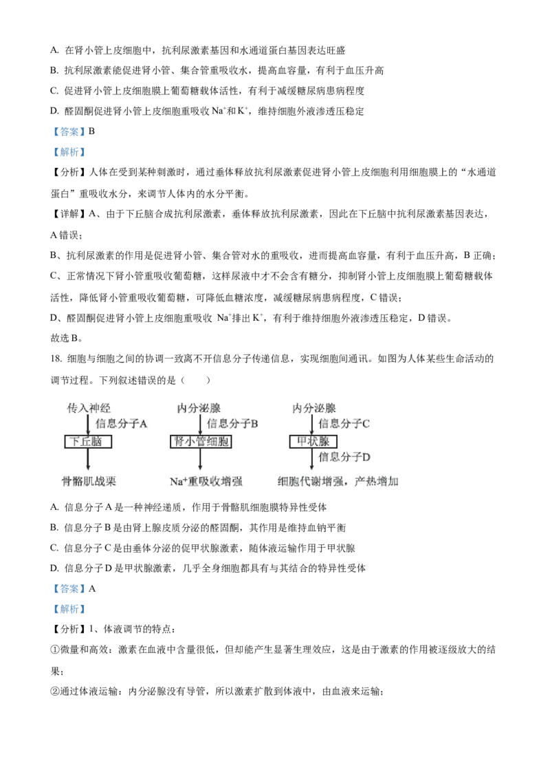 宁夏回族自治区银川一中2024-2025学年高二上学期期中考试生物Word版含解析_2024-2025高二（7-7月题库）_2024年11月试卷_1121宁夏回族自治区银川一中2024-2025学年高二上学期期中考试