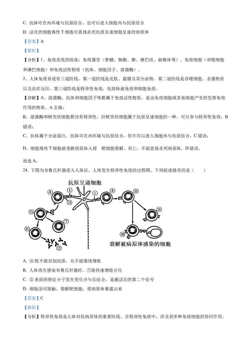 宁夏回族自治区银川一中2024-2025学年高二上学期期中考试生物Word版含解析_2024-2025高二（7-7月题库）_2024年11月试卷_1121宁夏回族自治区银川一中2024-2025学年高二上学期期中考试