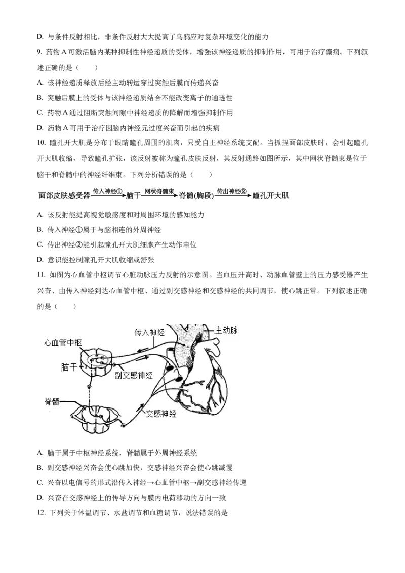 宁夏回族自治区银川一中2024-2025学年高二上学期期中考试生物Word版含解析_2024-2025高二（7-7月题库）_2024年11月试卷_1121宁夏回族自治区银川一中2024-2025学年高二上学期期中考试