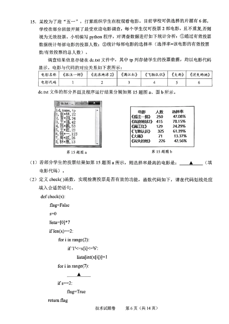 技术试题_2024-2025高二（7-7月题库）_2024年07月试卷_0703浙江省绍兴市2023-2024学年高二下学期6月期末调测考试_浙江省绍兴市2023-2024学年高二下学期6月期末调测考试技术