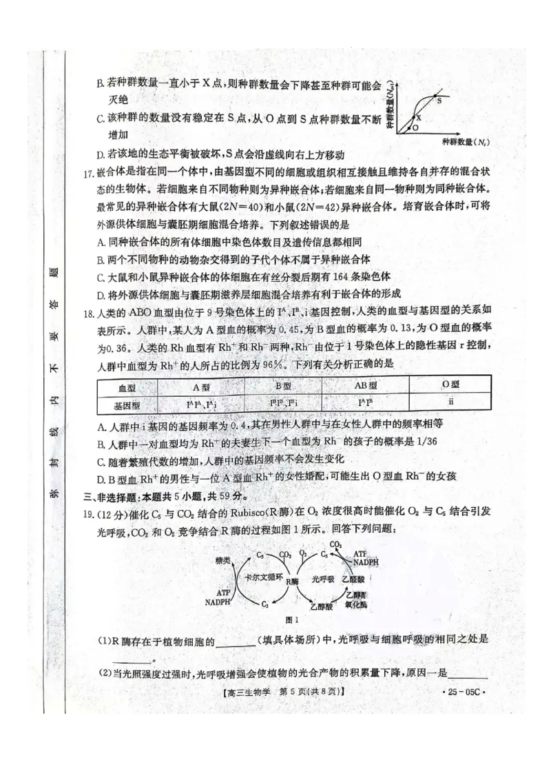 河北省邢台市邢襄联盟2024-2025学年高三上学期开学考试生物+答案_2024-2025高三（6-6月题库）_2024年09月试卷_0904河北金太阳2024-2025学年高三上学期开学考试（24-05C）