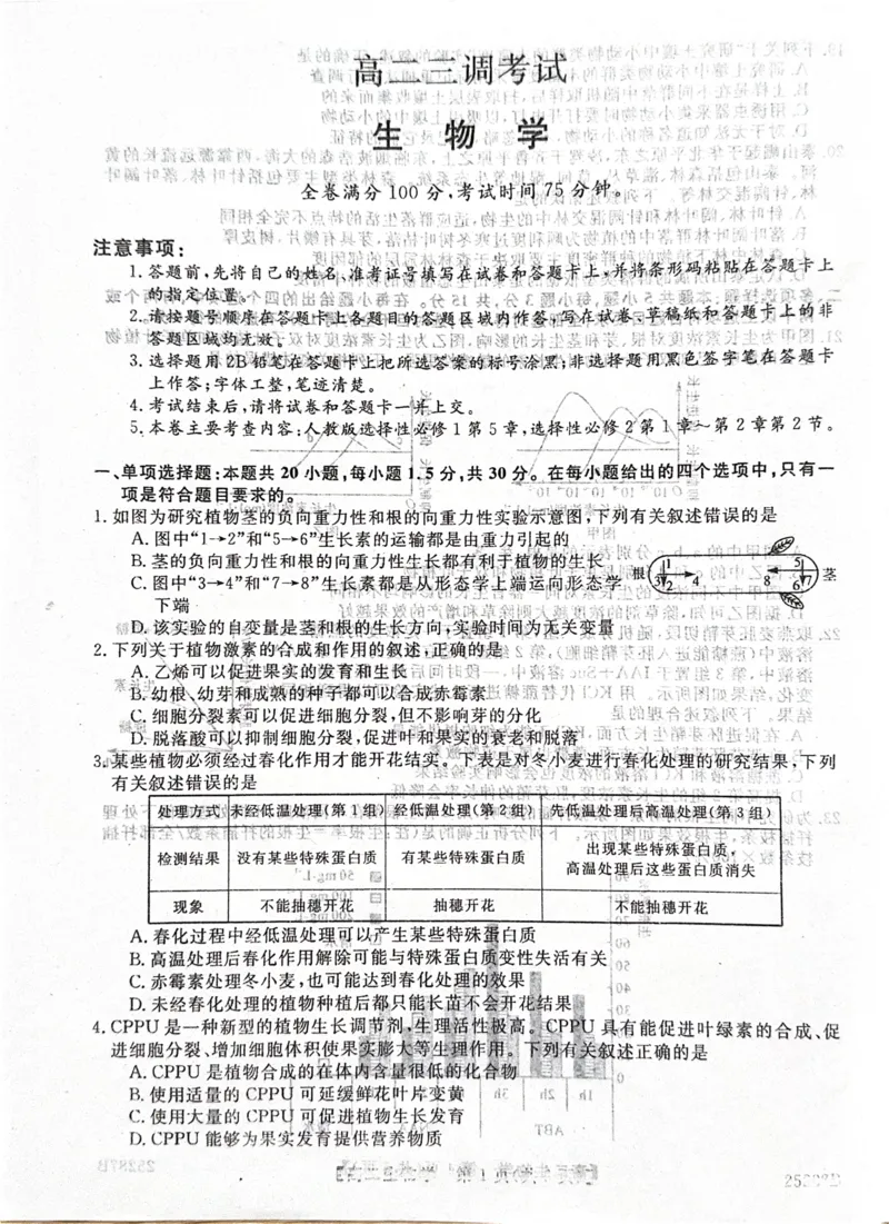 河北省衡水市第二中学等学校2024-2025学年高二上学期12月期末考试生物PDF版含解析_2024-2025高二（7-7月题库）_2025年01月试卷