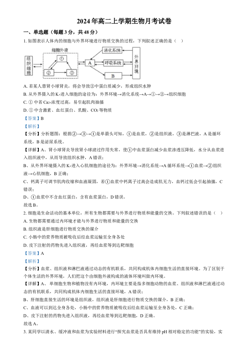 湖南省岳阳市岳阳县第一中学2024-2025学年高二上学期12月月考生物试题（解析版）_2024-2025高二（7-7月题库）_2025年01月试卷