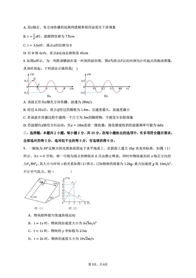安徽省蚌埠市A层高中2024-2025学年高二下学期第四次联考物理试卷_2024-2025高二（7-7月题库）_2025年03月试卷_0321安徽省蚌埠市A层高中2024-2025学年高二下学期第四次联考